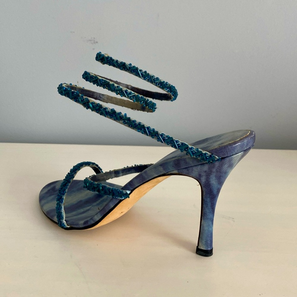Rene Caovilla Crystal-embellished Wrap Heel Sandals EUR 37 Vintage